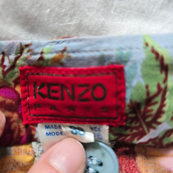 Kenzo Paris Floral Wrap Mini Skirt Light Blue Size EU38 US 6 Retro Cottage Fairy - Picture 5 of 7